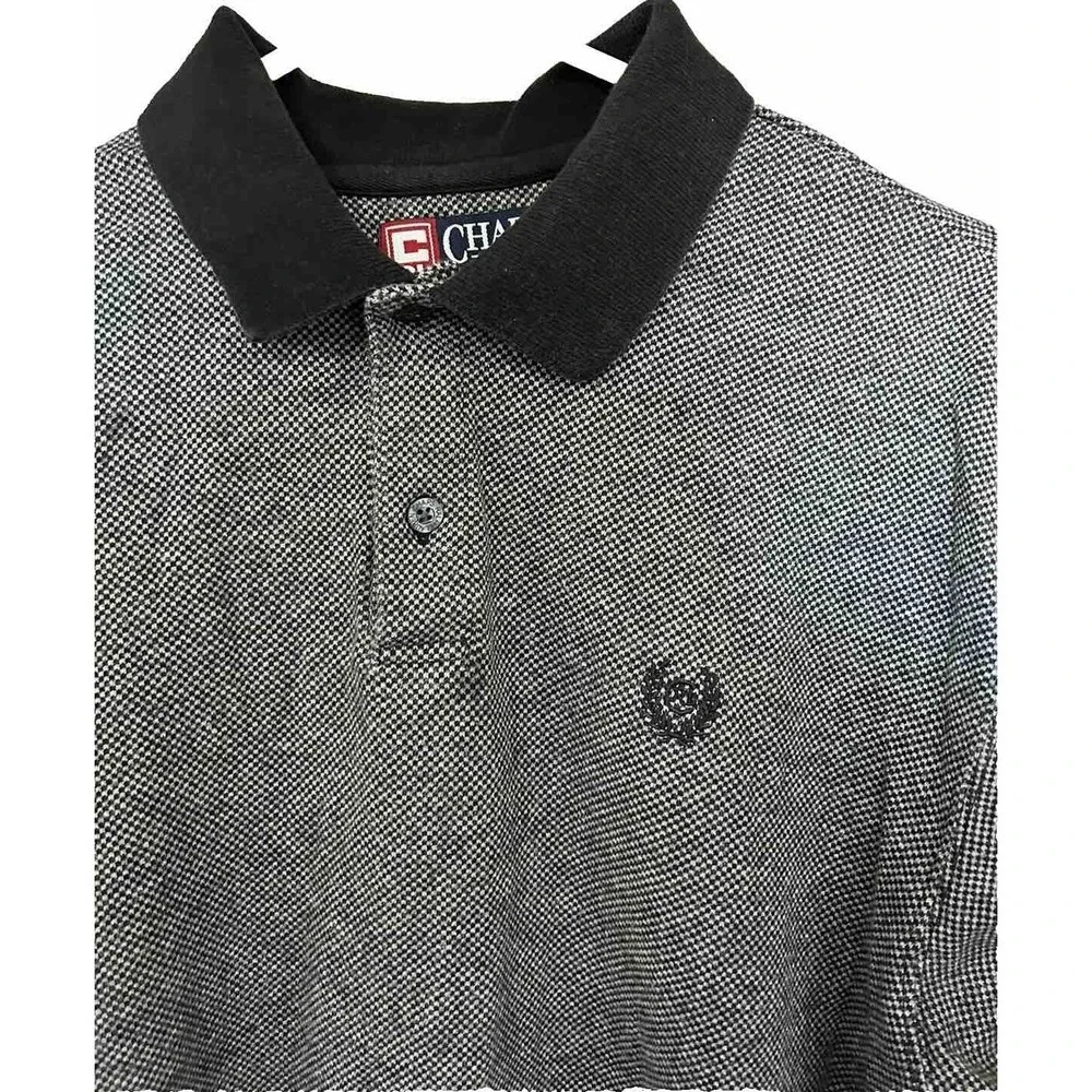 Chaps Ralph Lauren Polo Shirt Men's Size M Short Sleeve Black & Gray. VTG 90s
